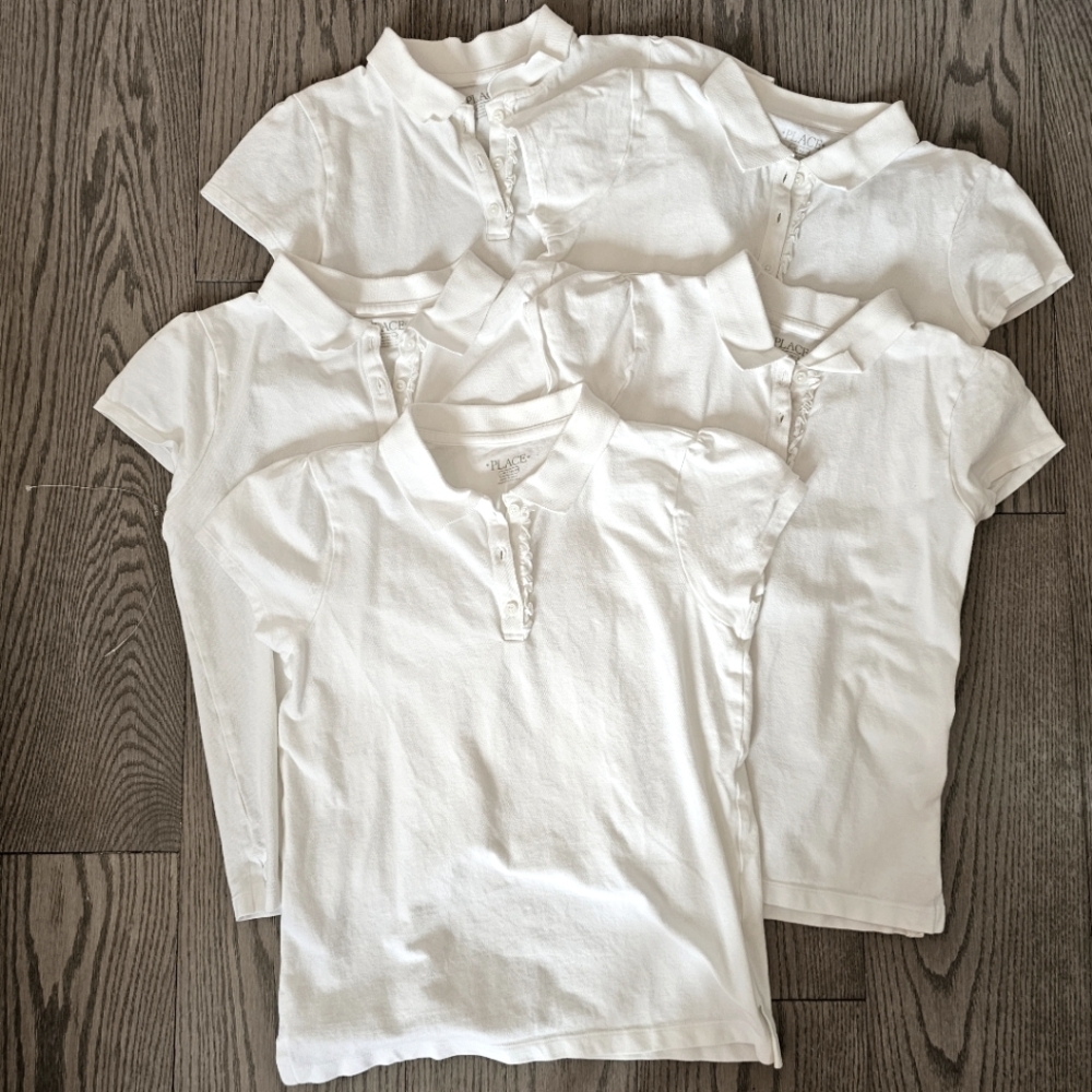 5-packs Girls uniform ruffle pique polo size L (10-12)
